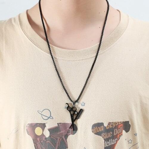 Scissor Necklace For Men Gold Chain Choker BFF Punk Cosmetologist Gift Gothic Hairdresser Jewelry Hairstylist Pendant Necklaces