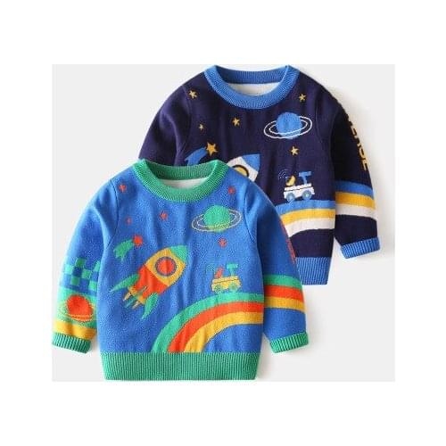 Childrens Sweater Wholesale Boys Cartoon Autumn and Winter Bottoming Sweaters Korean Childrens Baby Thicked Sweater Cardigan