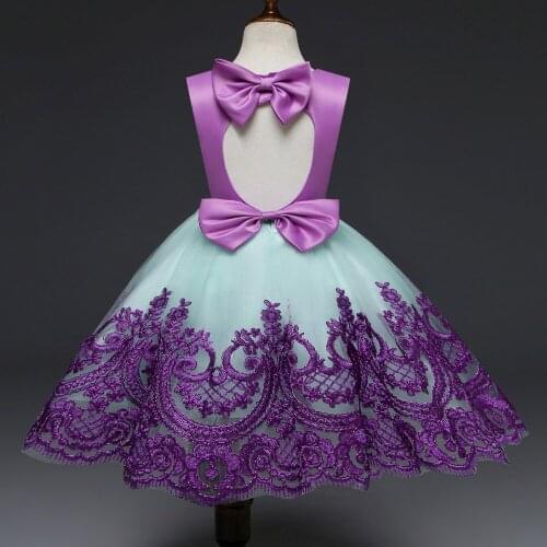 Baby & littl Girls Kids Wedding Flower Girl Dress Princess Party Pageant Formal Dress Back Bow Sleeveless Lace Tulle Dress 0-5y