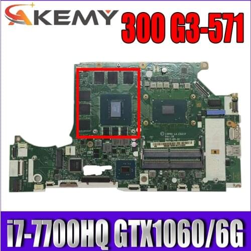 For Acer Predator Helios 300 G3-571 Laptop motherboard NB.Q2B11.001 NBQ2B11001 i7-7700HQ GPU GTX1060 6G C5PRH LA-E921P Mainboard