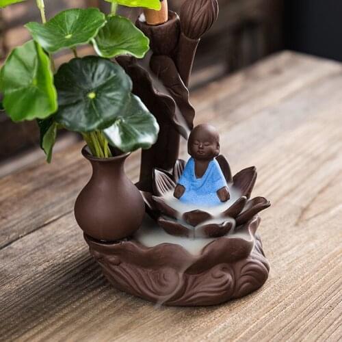 Purple sand backflow incense burner sandalwood incense burner purification ceramic tea ceremony aromatherapy burner ornaments