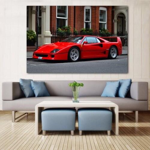 Ferraris F40 Supercars Red Cars Classic Car Wallpaper Print Paintings Canvas Wall Art Poster for Living Room Decor
