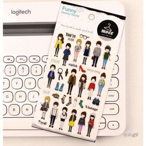 Korea Brand Funny Girl Boy Vintage Stylish Wears Scrapbooking PVC Sticker For DIY Stationery Diary Mobile Cups Desk Decoration