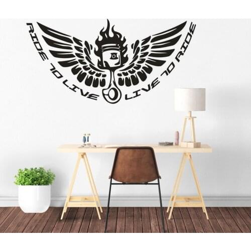 Creative Motorcycle Wall Stickers Ride to Live Quote Wall Mural Motoclub Decoration Motorsports Biker Wall Vinyl Decals AZ252