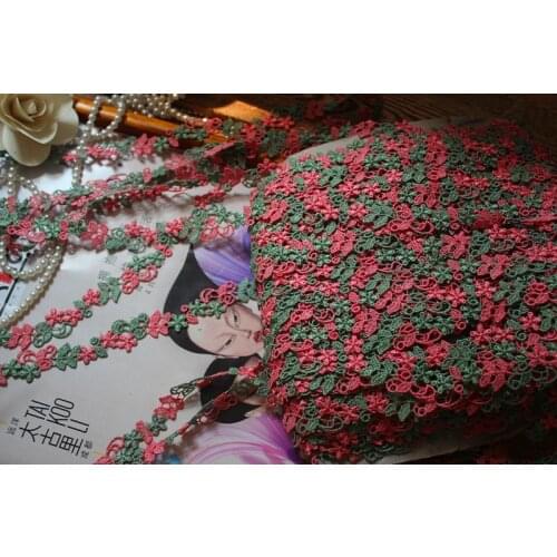 2yards/2cm Green Red Delicate Polyester Small Flowers Lace Trims Lace Ribbon DIY Baby Clothes Dress Accessories