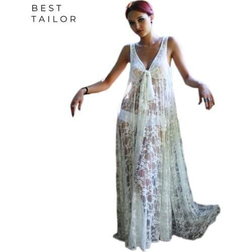 Lace Wedding Dresses 2021 Beach Bikini Outfits Transparent Sexy Vacation Casual Bridal Gown vestido de novia robe mariage