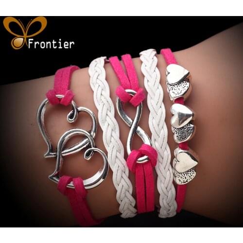 Fashion Leather Double Infinite Bracelets Multilayer Braided Vintage Owl Bracelets For Women Gift AB073