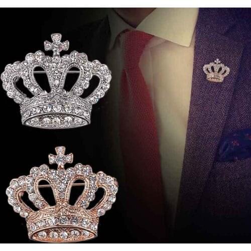 Crystal Rhinestone Cross Crown Brooch Badges Royal Luxury Lapel Men Suit Pin Brooches for women Accessories Jewelry Wholesale