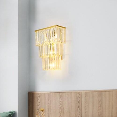 Postmodern wall lamp living room background wall light luxury crystal bedroom bedside Nordic corridor aisle net red lighting