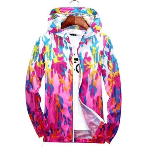 New Couple Camouflage Sunscreen Jacket Men Women Ultralight Breathable Hooded Zipper Print Sportswear