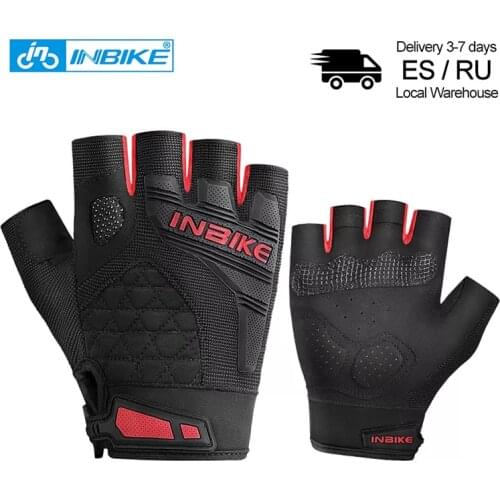 INBIKE Half Finger Cycling Gloves Breathable Sports Gloves Short Finger Shockproof Summer Outdoor Gloves EVA Pad Bike Riding