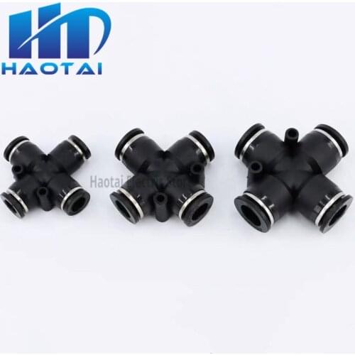 Pneumatic air pipe quick plug PZA4 / 6 / 8 / 10 / 12 cross four-way black quick plug pneumatic connector
