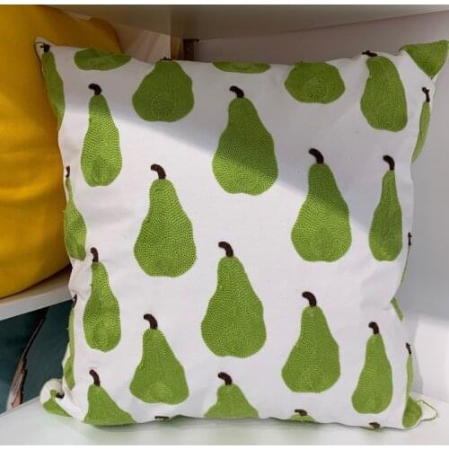 Fruit Cushion Cover Decorative Pillow Case Modern Simple Nordic Pearl Lemon Cotton Thread Embroidery Sofa Chair Coussin