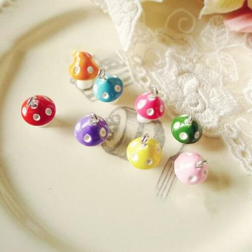 30pcs 12mm Simulation Mushroom Pendants Fashion Charms Diy Jewelry Making Accessory For Earrings Necklace Bracelet Key Chain