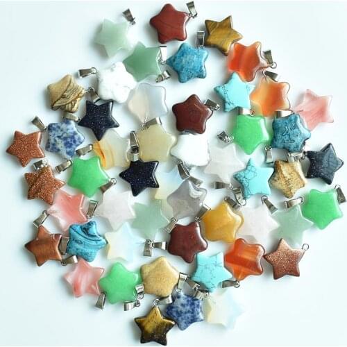 2020 Hot selling fashion Assorted natural stone mixed star charms pendants for DIY jewelry making 50pcs/lot Wholesale free