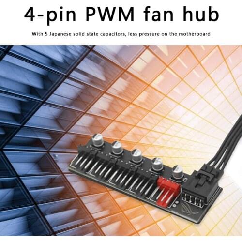 5 Port PC Fan Hub Splitter Speed Controller Adapter For 4 Pin PWM Cooler Cooling Fan Computer Cables Connectors Accessories
