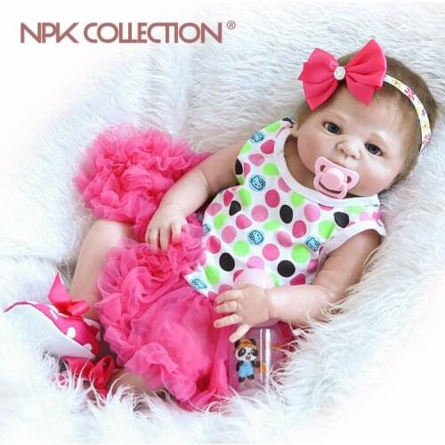 22inch silicone vinyl real soft touch reborn victoria doll wholesale lifelike reborn baby blue eyes doll children Christmas Gift