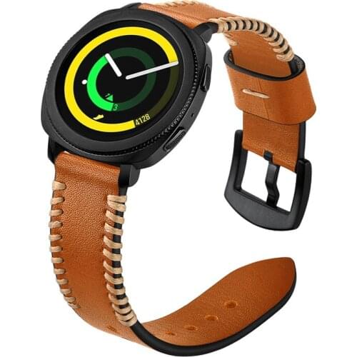 For Huawei Watch 2 Bracelet 20mm Handmade Line Genuine Leather Watch Band Straps For Samsung Gear S2 Gear Sport Replacement Band