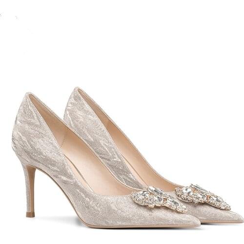 Wedding shoes 2021 new bridal shoes can usually wear rhinestone pointed stiletto sequined high heels women