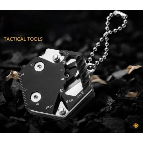 Multifunctional Outdoor EDC Tool Hexagon Folding Coin Knife Keychain Screwdriver Multifunctional Folding Pliers