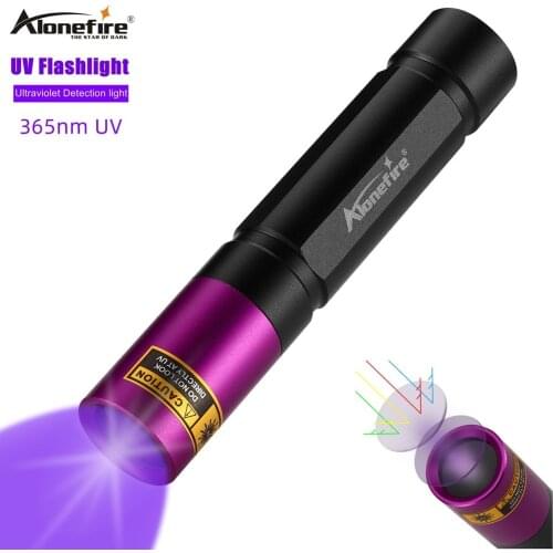 Alonefire SV011 365nm UV Flashlight LED UV Torch Black Light Detector for Pet Food Fungus Detection Night Fishing Travel