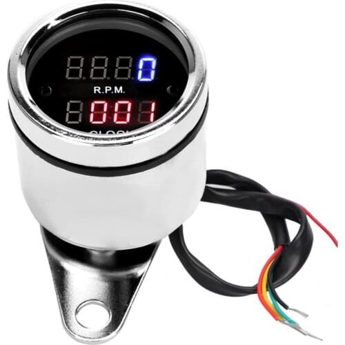 DC 12V Universal Motorcycle Tachometer Time Clock Gauge LED Digital Gauge Meter Aluminum Instrument Time Gauge New