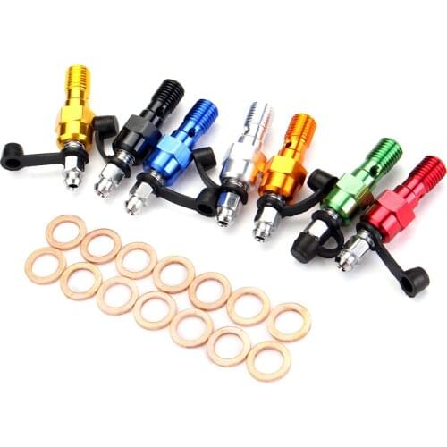 1PC M10x1.25mm Universal Motorcycle Brake Braking Caliper Banjo Bolt Bleed Screw Nipple With Dust Cap Aluminum Mutil-Color