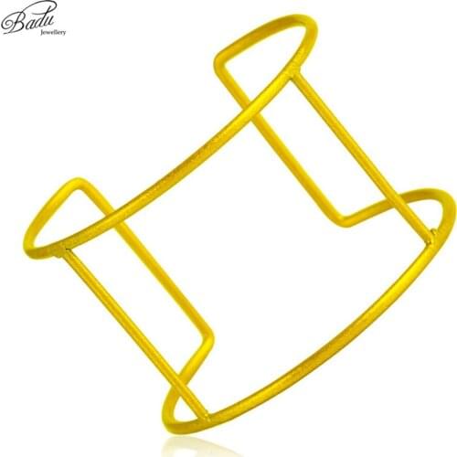 Badu Golden Wide Cuff Bangle Bracelet for Women Geometric Punk Style Big Bangle Adjustable Fashion Jewelry 2018 New Arrival