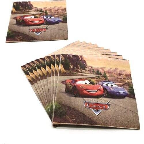 10pcs/lot Disney Cars Theme Lightning McQueen Paper Napkins Family Party Boys Birthday Party Baby Shower Paper Tissue Supply