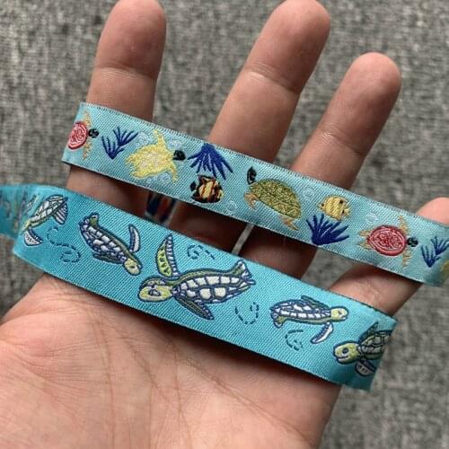10YARD 7/8 And 5/8 Inch 22MM 16MM Turtle Seaweed Cartoon Ribbon