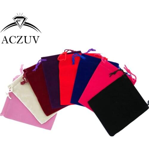 100Pcs Jewelry Pouches Packing Bags Packaging Bags Drawstring Gfit Velvet Pouches Bags