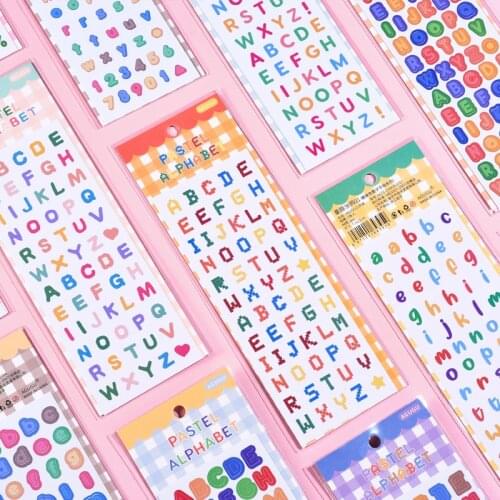 12packs/LOT candy color alphanumeric series stationery sticker Creative decoration DIY PVC sticker