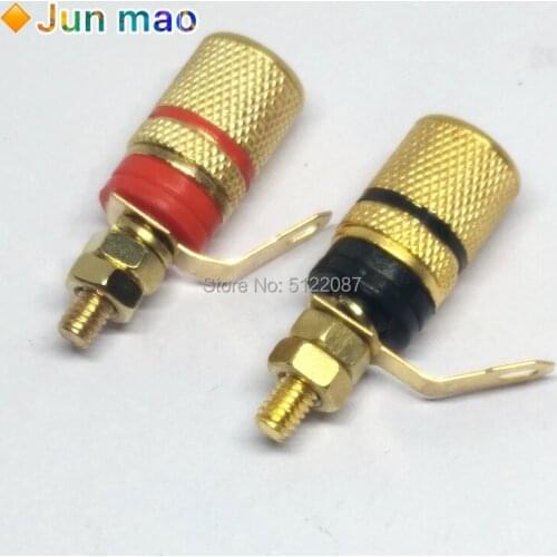 2pcs Gold Plated Amplifier Speaker Terminal Binding Post Banana Plug Socket Connector Suitable for 4mm banana plugs