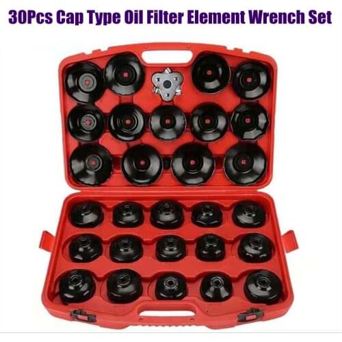 30pcs Automotive Universal Auto Car Oil Filter Removal Wrench Caps Fluted Cups Socket Remover Tool Kit for Ford BMW AUDI