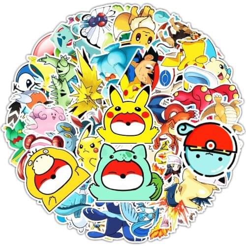 50/54PCS Pokémon Anime Sticker Waterproof Skateboard Luggage Laptop Guitar Bike Cartoon DIY Sticker Toy Christmas Gift