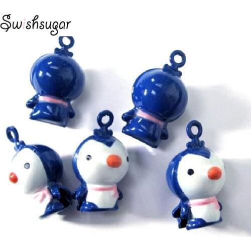 50pc Hotsale Lovely Penguin Bell Pendant Charms Fit Bracelet Christmas Holiday Decoration