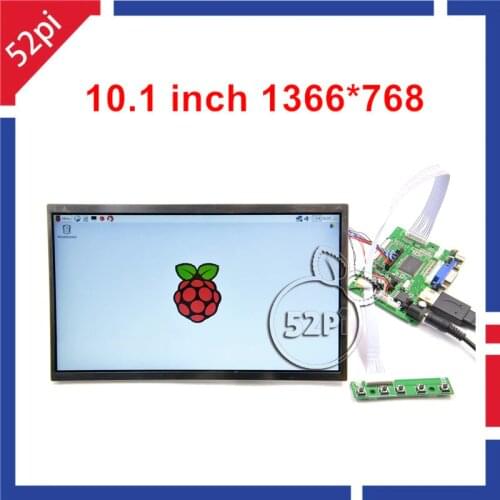 52Pi 10.1 inch 1366x768 LCD Display HDMI Monitor TFT Panel for Raspberry Pi 3/2 Model B and Windows