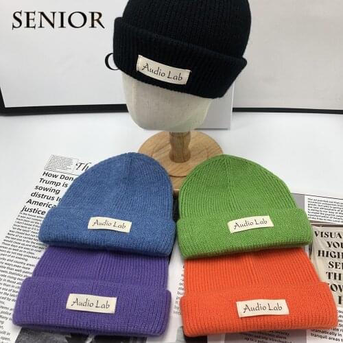 AC Studio Winter Fashion New Design Couple Knitted Hat Warm Casual Pure Color Mens and Womens Beanie High Quality Hat