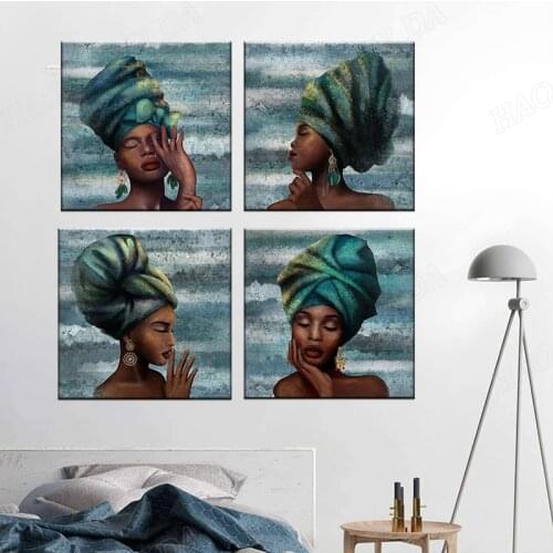 African American Wall Art Black Women Picture Wall Decor Afro Girl Posters Prints Abstract Beauty Canvas Artwork for home Decor