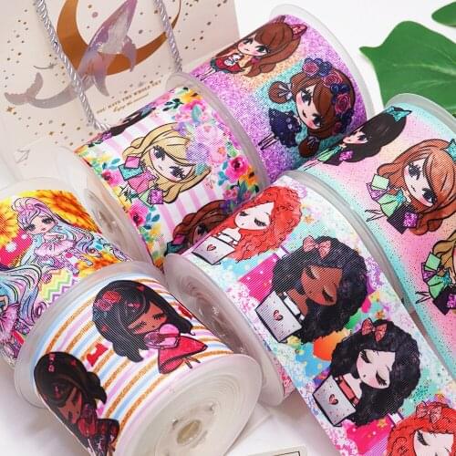 Free shipping 3 inch 4th of July Cartoon Printed Grosgrain Ribbon Craft Suppliers 52242