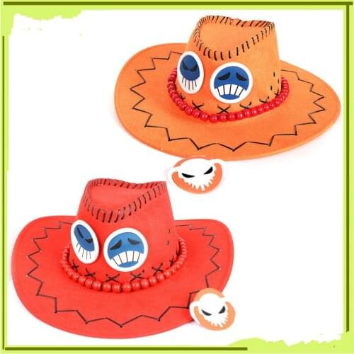 One Piece Portgas D Ace Cosplay Hat Cowboy Hat Souvenirs Pirates Caps With Bones Skull Toys