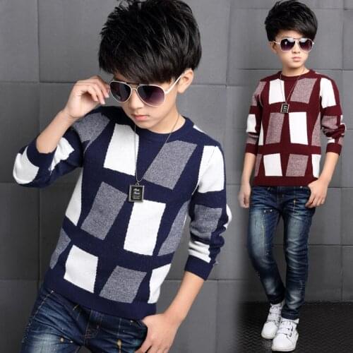 Boys child 100% cotton knitted basic shirt 2017 childrens autumn and winter clothing child sweater baby sweater