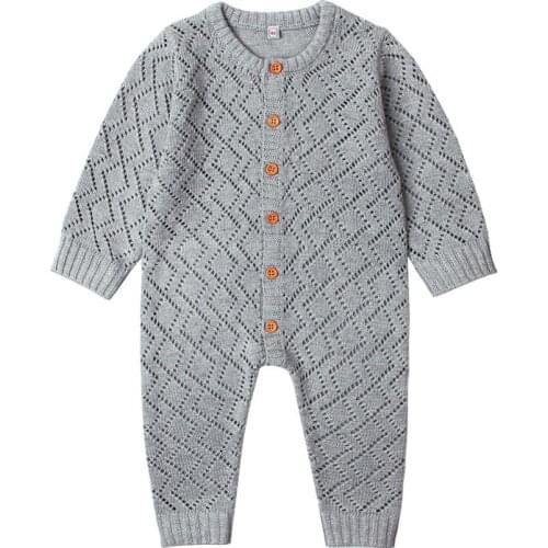 0-24M Spring Baby Boys Girls Knitted Romper Cotton Toddler Kids Long Sleeve Jumpsuit Autumn Newborn Boys Hollow Clothes Outfits