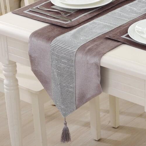 Diamond-encrusted 1pcs High Quality Table Runner Table Decoration For Home Party Wedding Christmas Decoration 8 Colors Available