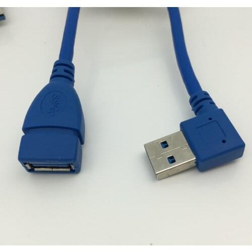 30cm USB 3.0 A male 90 degree Left angle to A female extension convertor Cable Right angle For Computer Blue