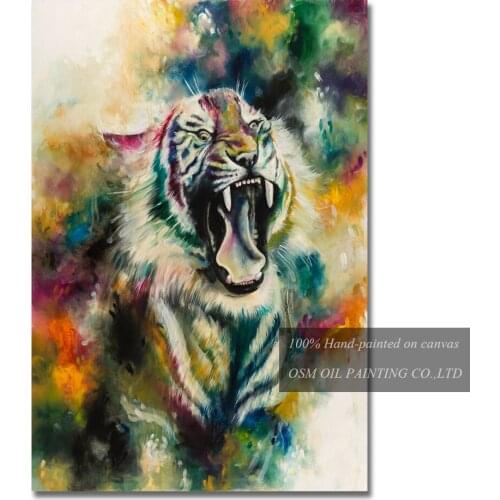 Skills Artist Team Offer High Quality Tiger Oil Painting for Living Room Decoration Hand-painted Canvas Tiger Oil Painting