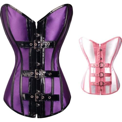 Steampunk Corset Gothic Women Sexy Clothes Plastic Boned Buckled Bustier Burlesque Overbust Lace Up Lingerie Shapewear
