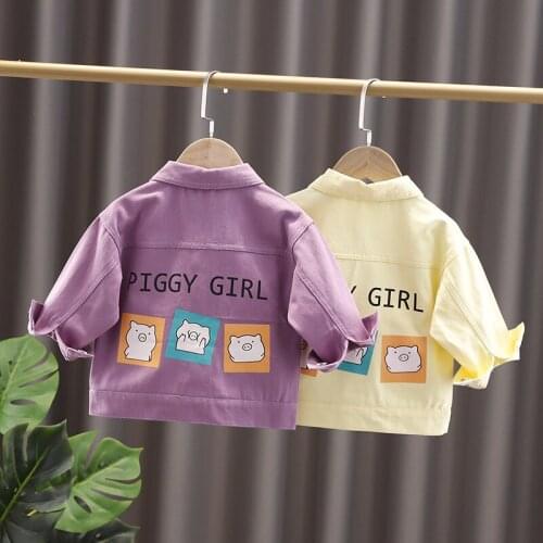 2021 Spring Autumn New Childrens Back Cartoon Print Jacket Boys and Girls Baby Baby 1-4 Years Single-breasted Cardigan Jacket