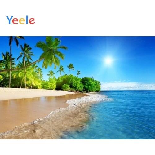 Yeele Summer Seaside Palm Trees Sky Family Portrait Photography Backgrounds Baby Custom Photographic Backdrops For Photo Studio