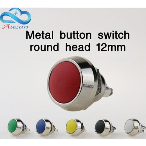 12 mm metal push button switch reset button instantly springback waterproof rust red yellow blue green, black, white